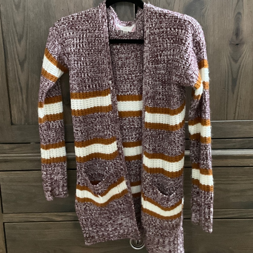 Pink Rose Multicolor Striped Cardigan